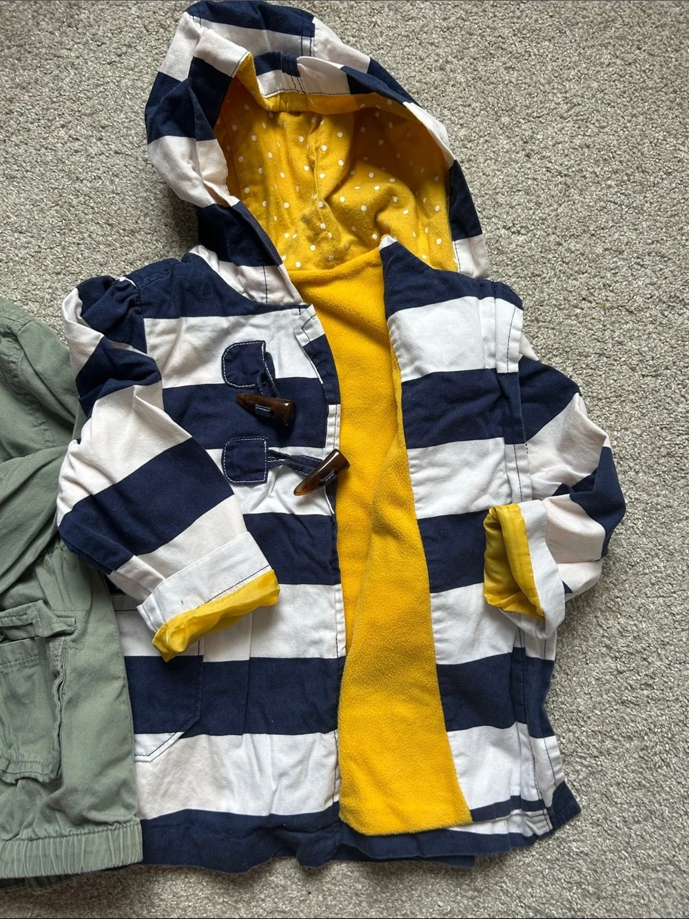 Old Navy Girls' Fall/Spring Jackets - Olive Green & Navy Stripes